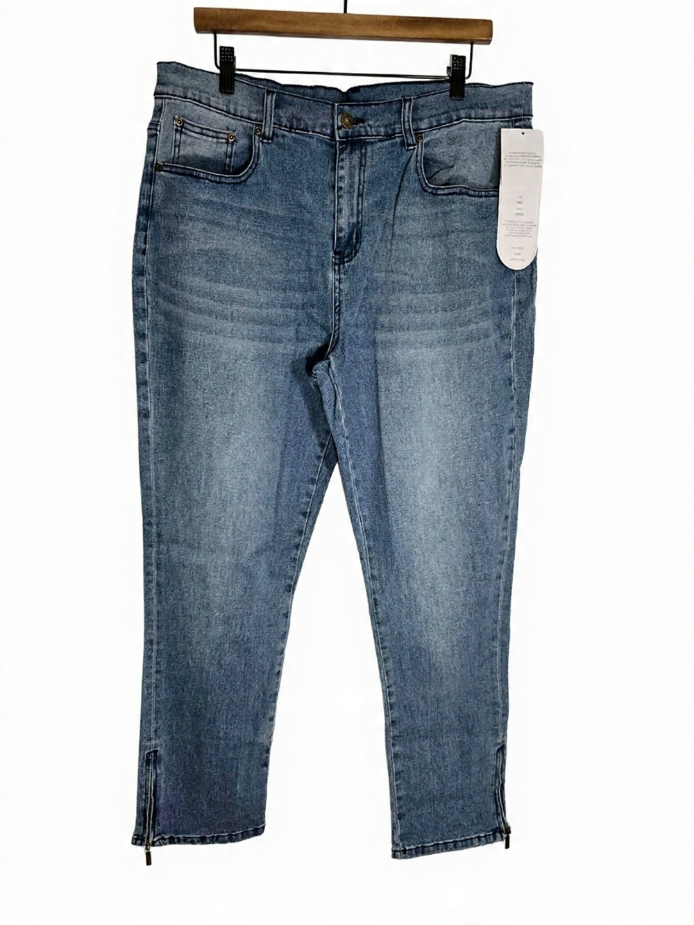 Light Blue Stretch Ankle Jeans Zippers Coastal‎ Grandma Backyard BBQ